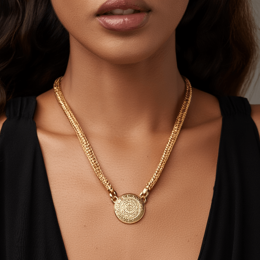 Gargantilha Ouro 19kl Malha Trigo com Medalhão Imperial (43cm) - Loja do Ouro