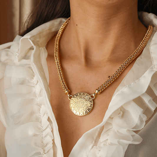 Gargantilha Ouro 19kl Malha Trigo com Medalhão Imperial (43cm) - Loja do Ouro