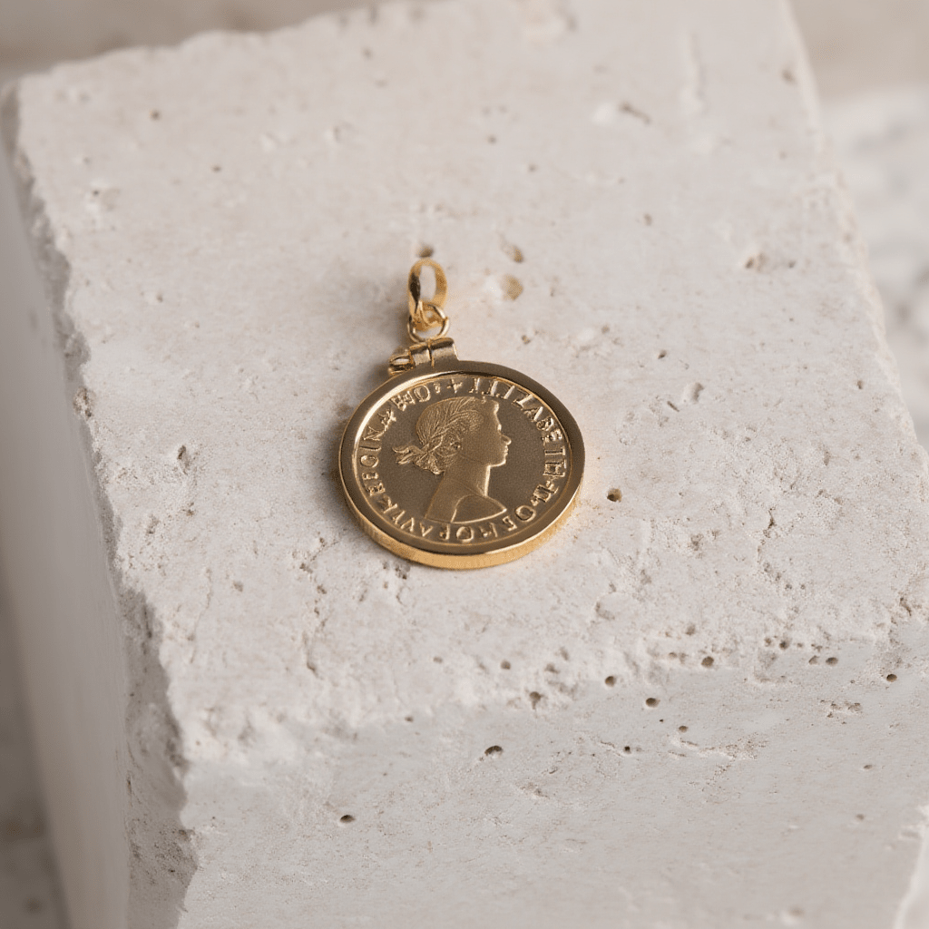 Libra Rainha Elizabeth II (1966) com Aro Simples em Ouro 19kl - Loja do Ouro