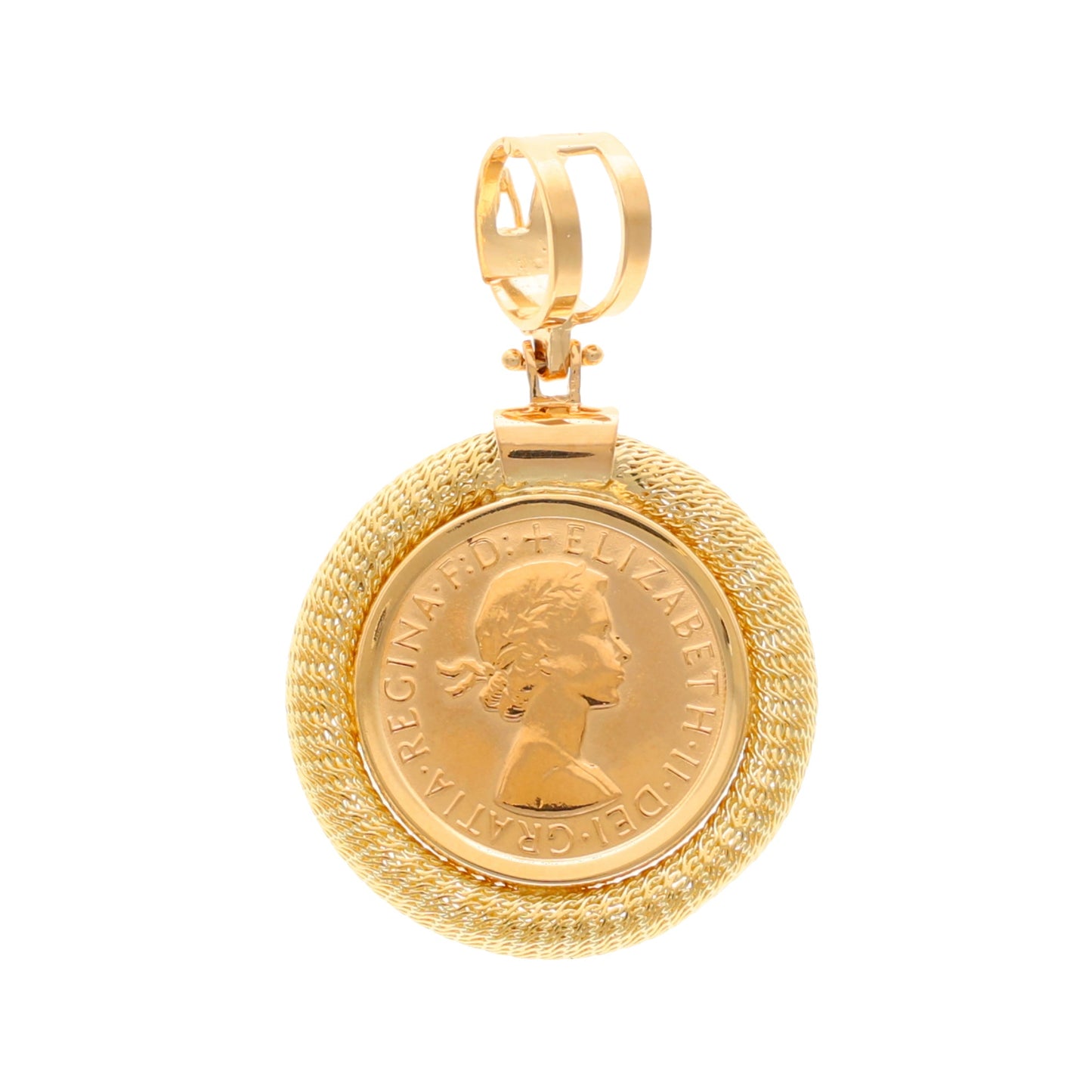 Libra Rainha Isabel II (1968) com Aro Trabalhado em Ouro 19kl - Loja do Ouro