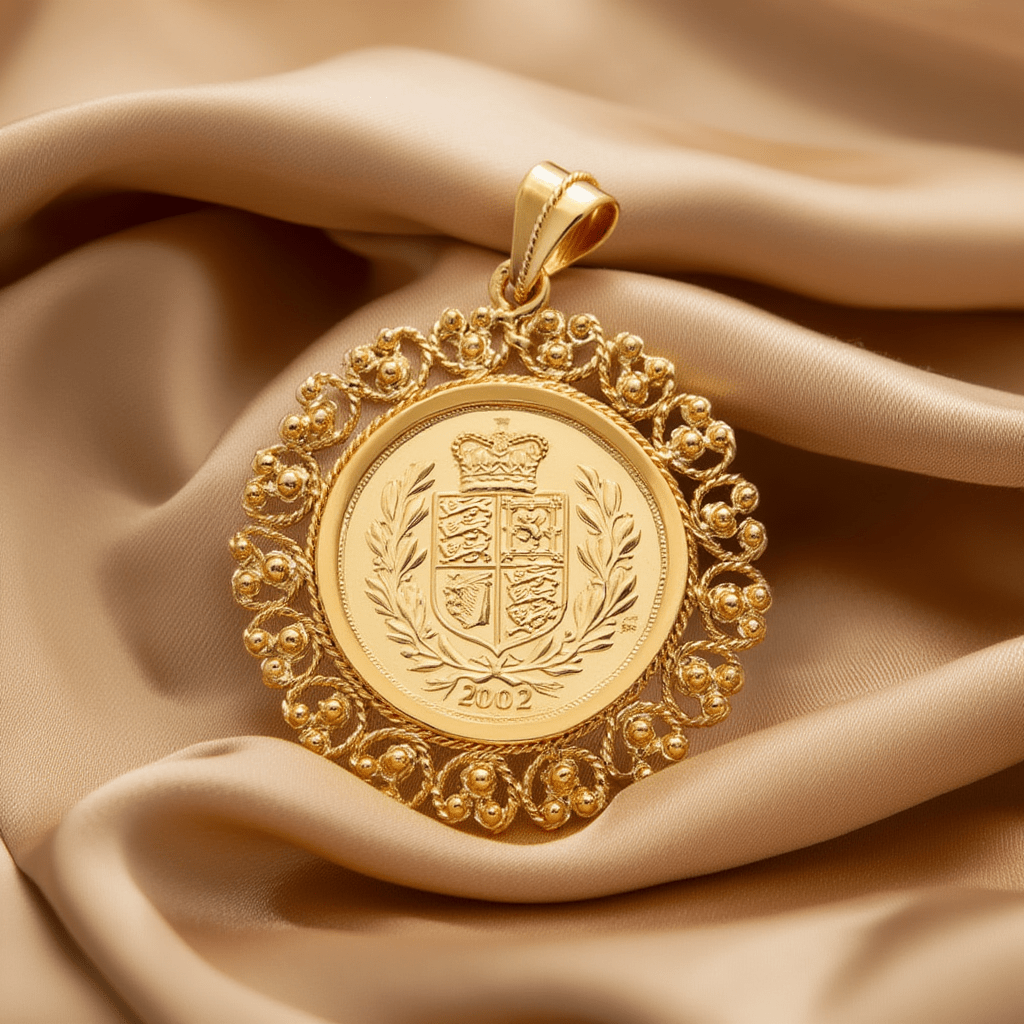 Libra Rainha Isabel II (2002) em Ouro 22kl adornado de Aro em Ouro de 19kl - Loja do Ouro