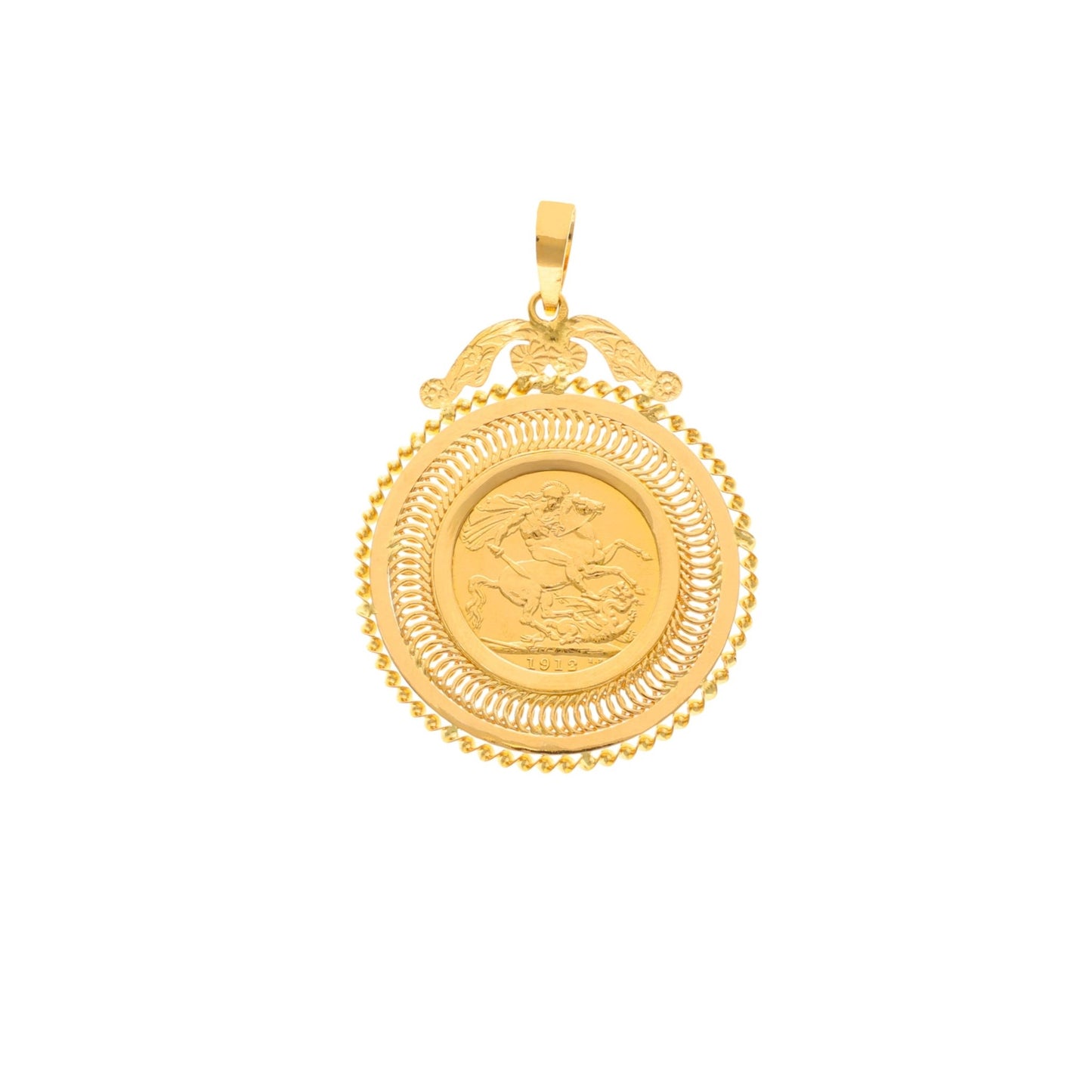 Libra Rei Jorge V (1912) com Aro estilo Dola em Ouro 19kl - Loja do Ouro