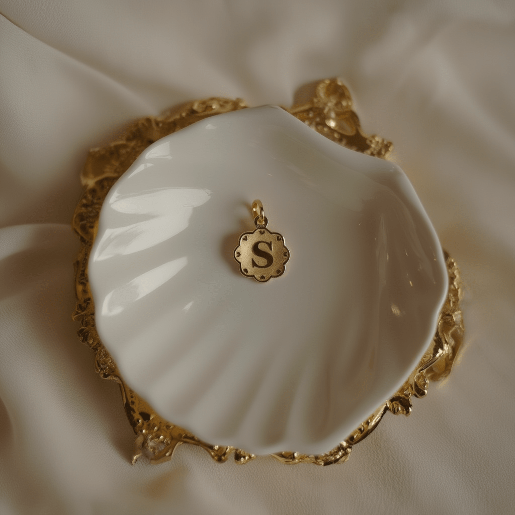 Medalha Flor em Ouro 19kl com Letra S - Loja do Ouro