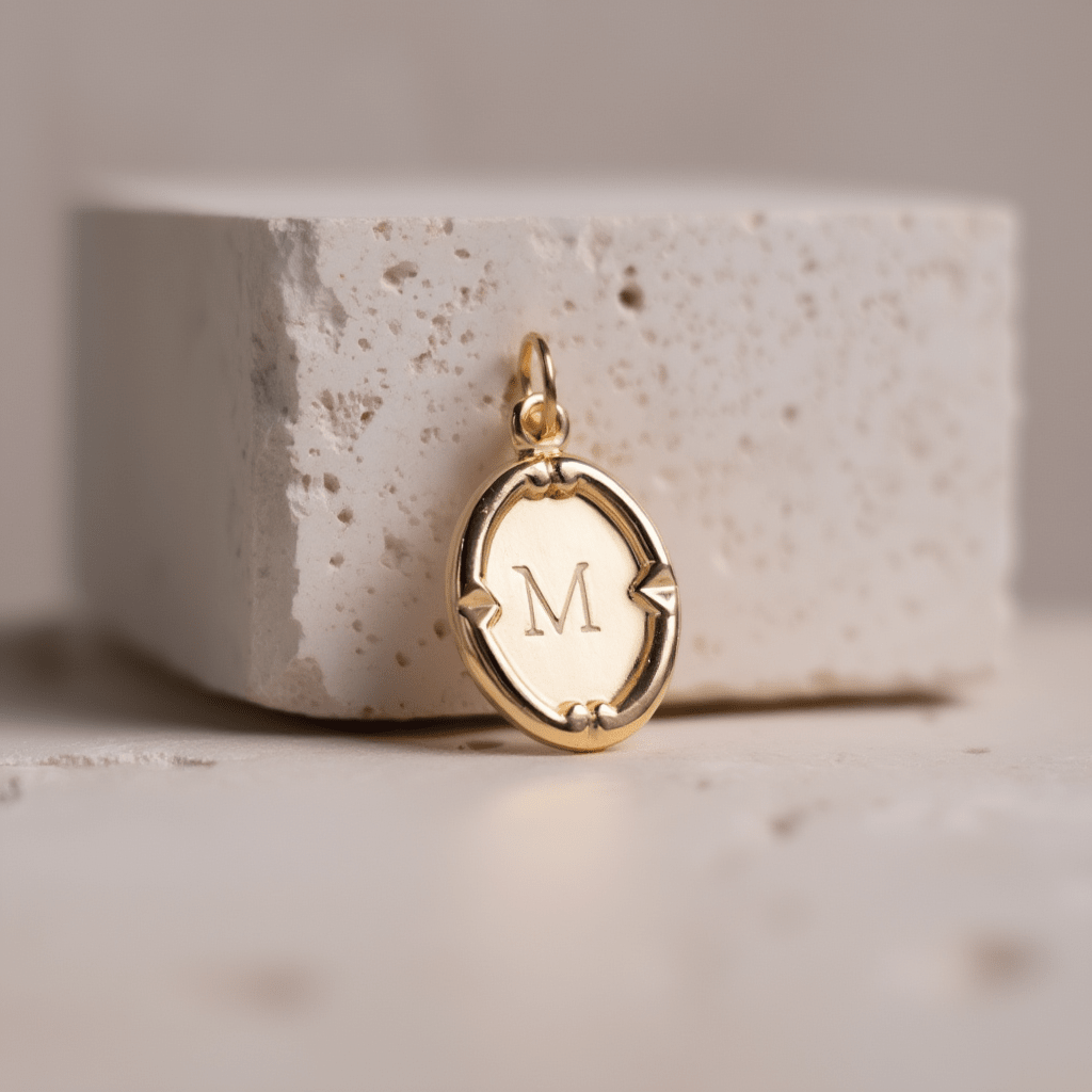 Medalha Oval Letra “M” em Ouro 19kl (1.8cm) - Loja do Ouro