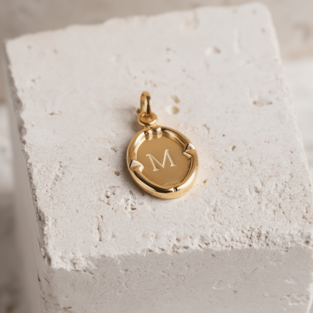 Medalha Oval Letra “M” em Ouro 19kl (1.8cm) - Loja do Ouro