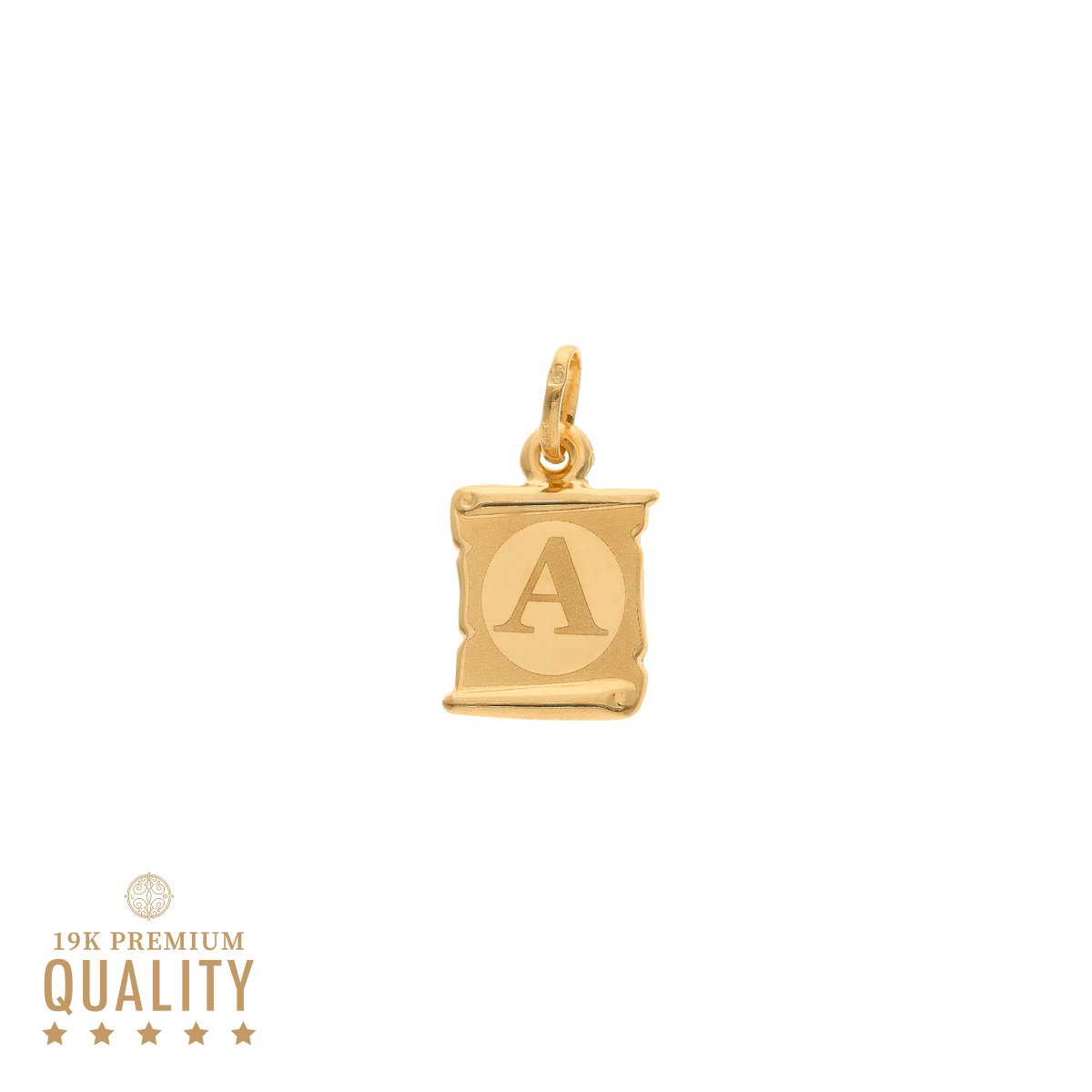 Medalha Papiro em Ouro 19kl com Letra - Loja do Ouro