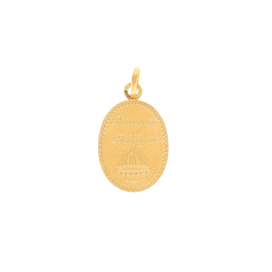 Medalha "Recordação de Baptismo" Oval em Ouro 19kl - Loja do Ouro