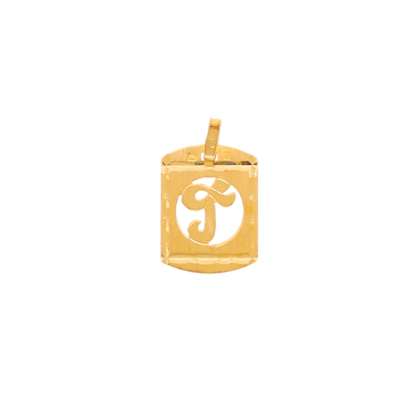 Medalha Retângulo Letra T em Ouro 19kl (1.7cm) - Loja do Ouro