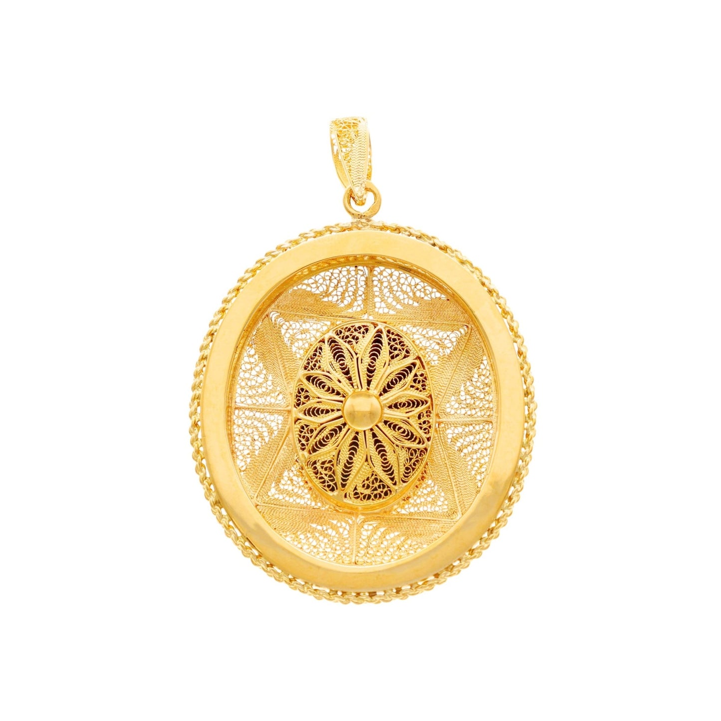 Medalhão Filigrana em Ouro 19kl com Camafeu e Turquesas - Loja do Ouro