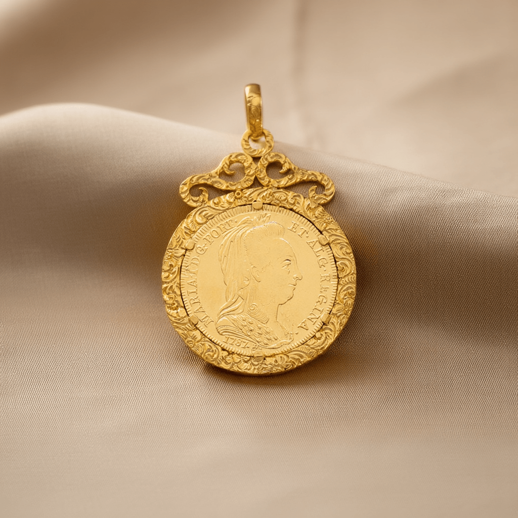 Moeda Dona Maria de Portugal (22kl) com Aro Trabalho (19kl) - Loja do Ouro