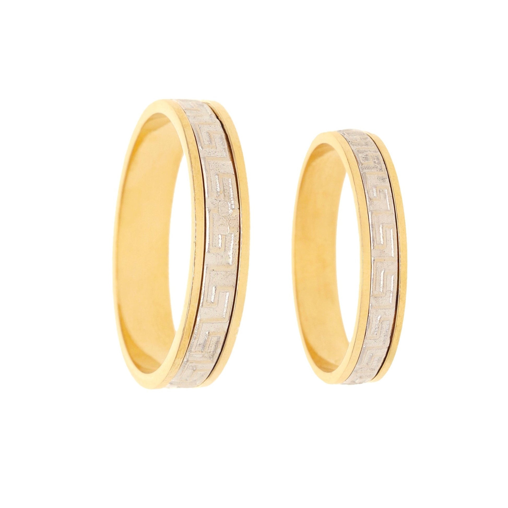 Par de Alianças Imperial em Ouro Bicolor 19kl (T23 - T27) - Loja do Ouro