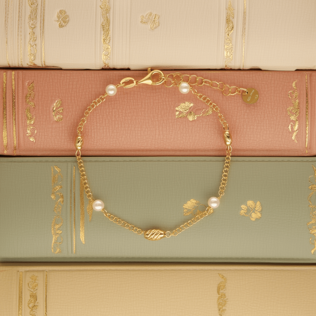 Pulseira Amélia em Prata Dourada (15cm) - Loja do Ouro