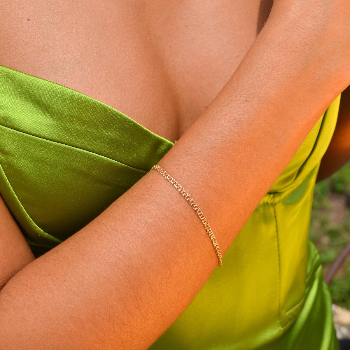 Pulseira Criança com Malha Friso em Ouro (15cm) - Loja do Ouro