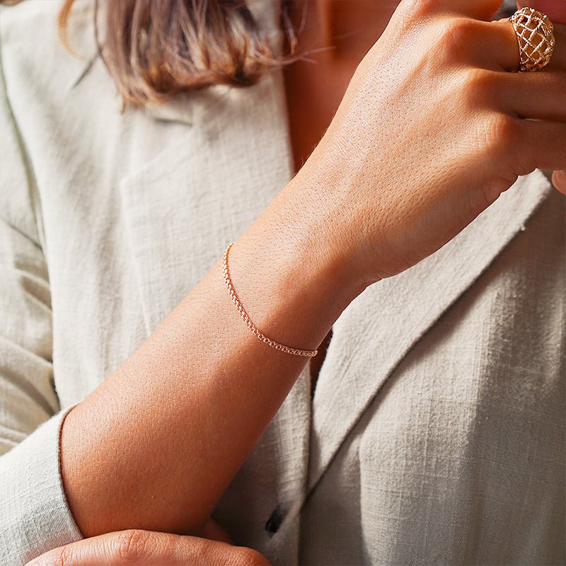 Pulseira de Criança em Ouro 19kl com Malha Friso (14.5cm) - Loja do Ouro