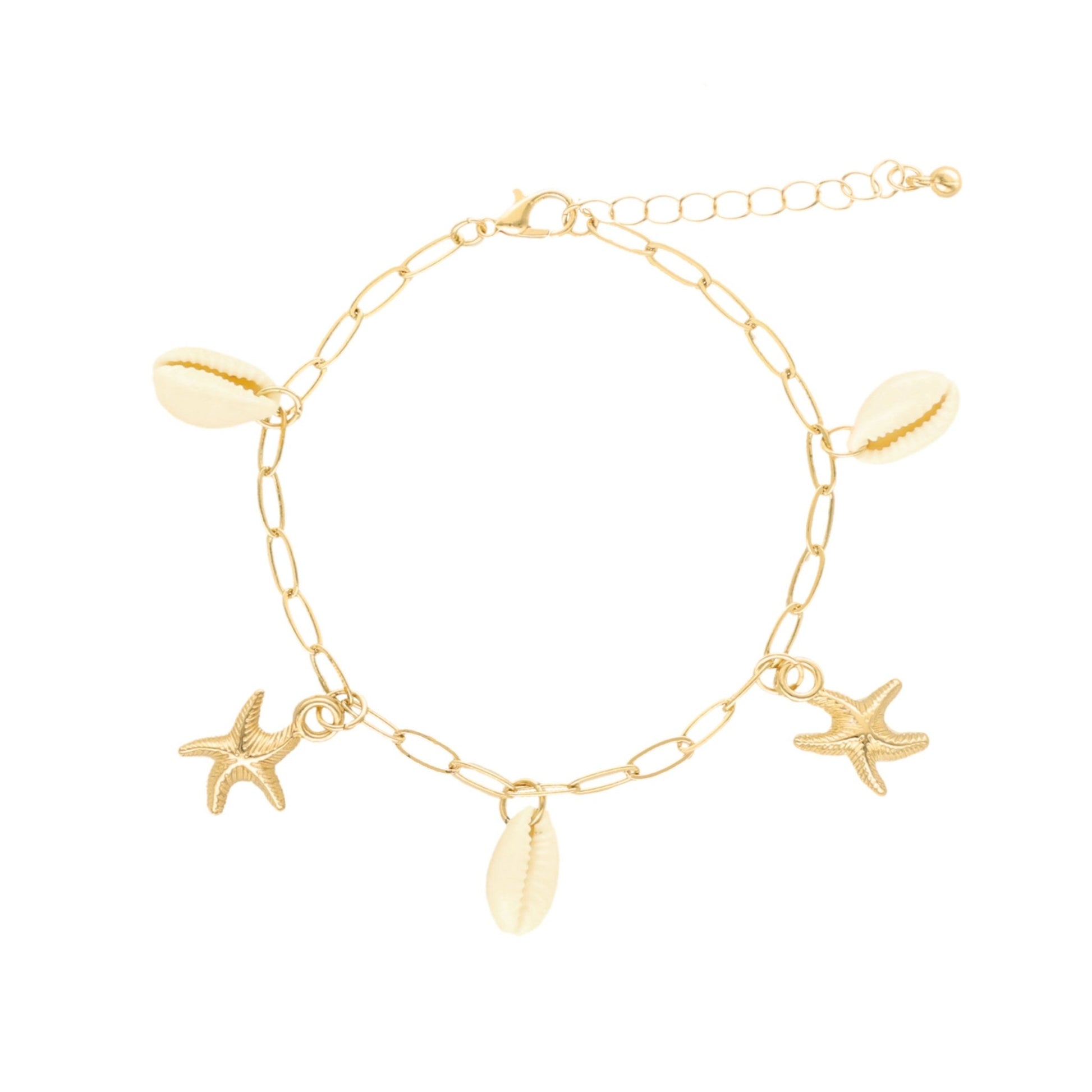 Pulseira de Pé Búzio em Aço Dourado Inoxidável - Loja do Ouro