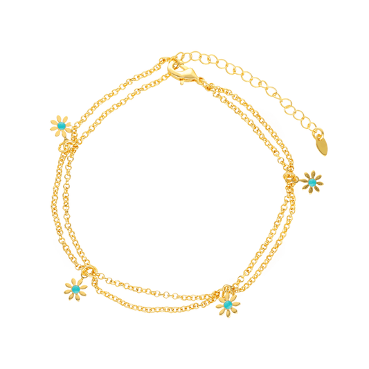 Pulseira de Pé Flower Power em Aço Inoxidável - Loja do Ouro