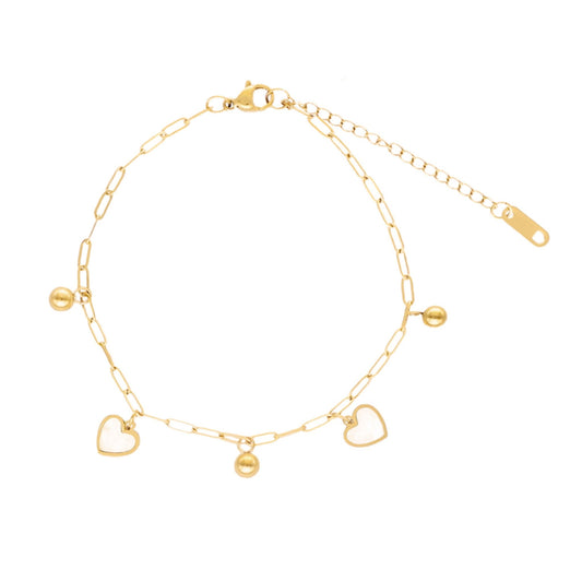 Pulseira de Pé Heart em Aço Dourado Inoxidável - Loja do Ouro