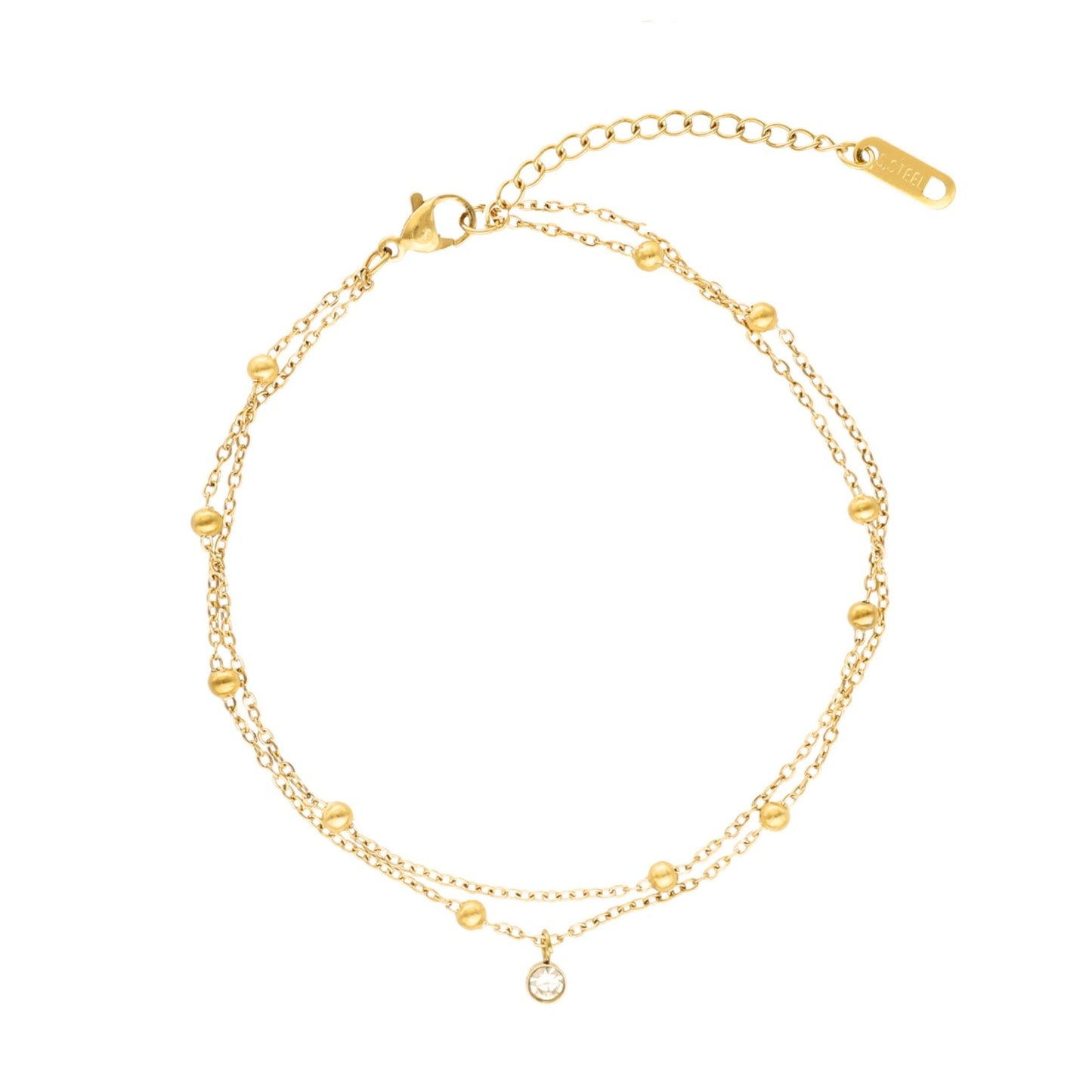 Pulseira de Pé Ponto de Luz em Aço Dourado Inoxidável - Loja do Ouro