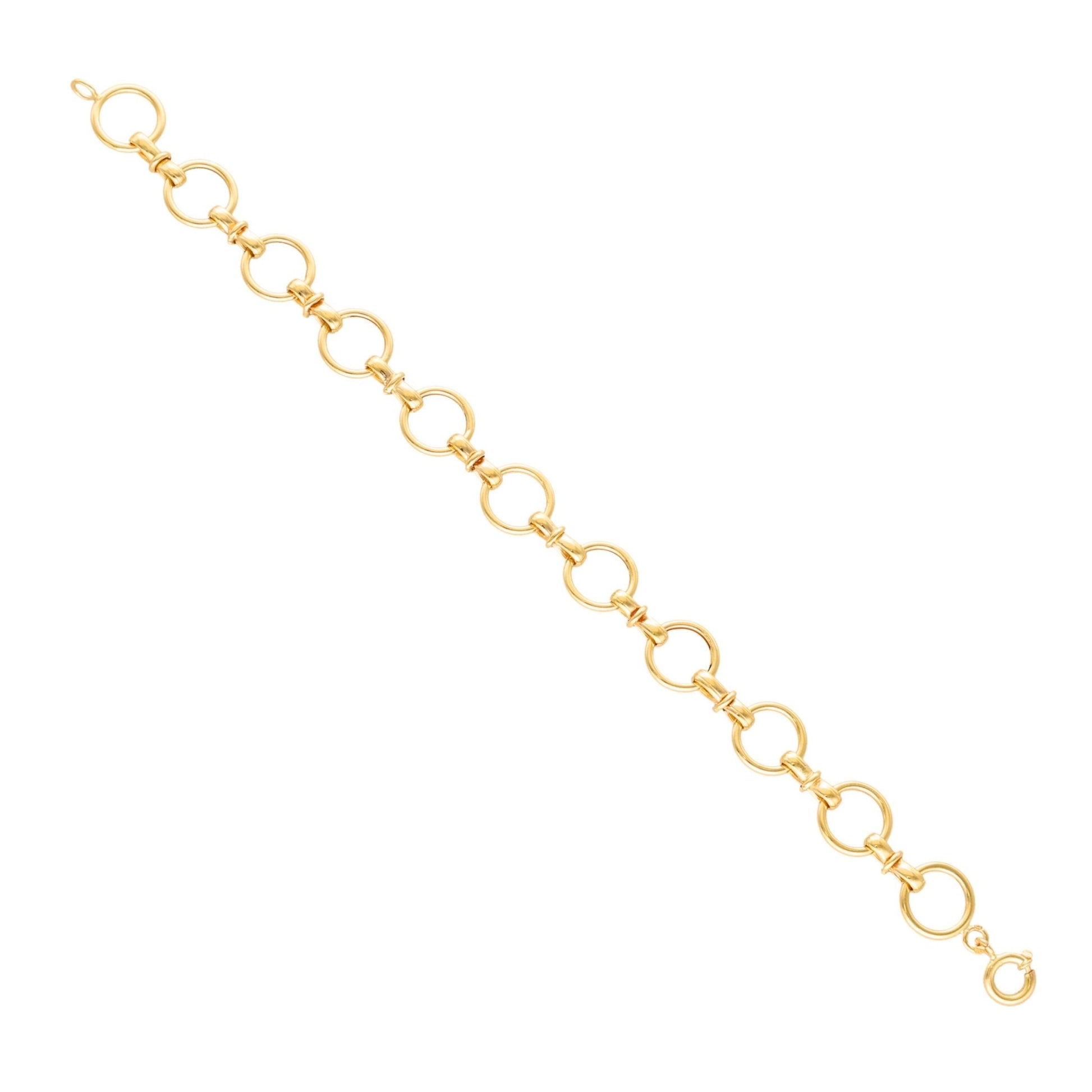 Pulseira em Ouro 19kl com Circulos e Traves (18cm) - Loja do Ouro