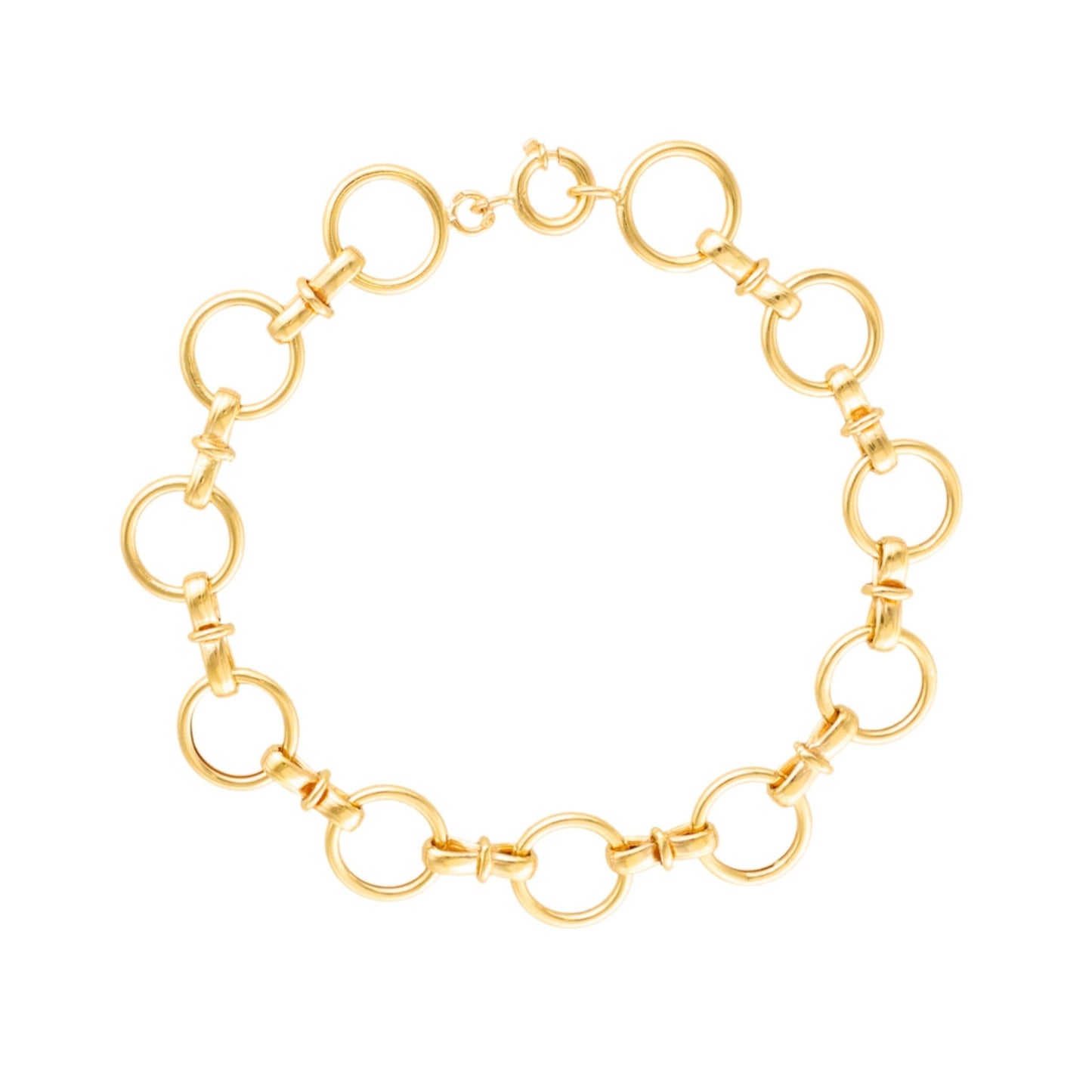 Pulseira em Ouro 19kl com Circulos e Traves (18cm) - Loja do Ouro