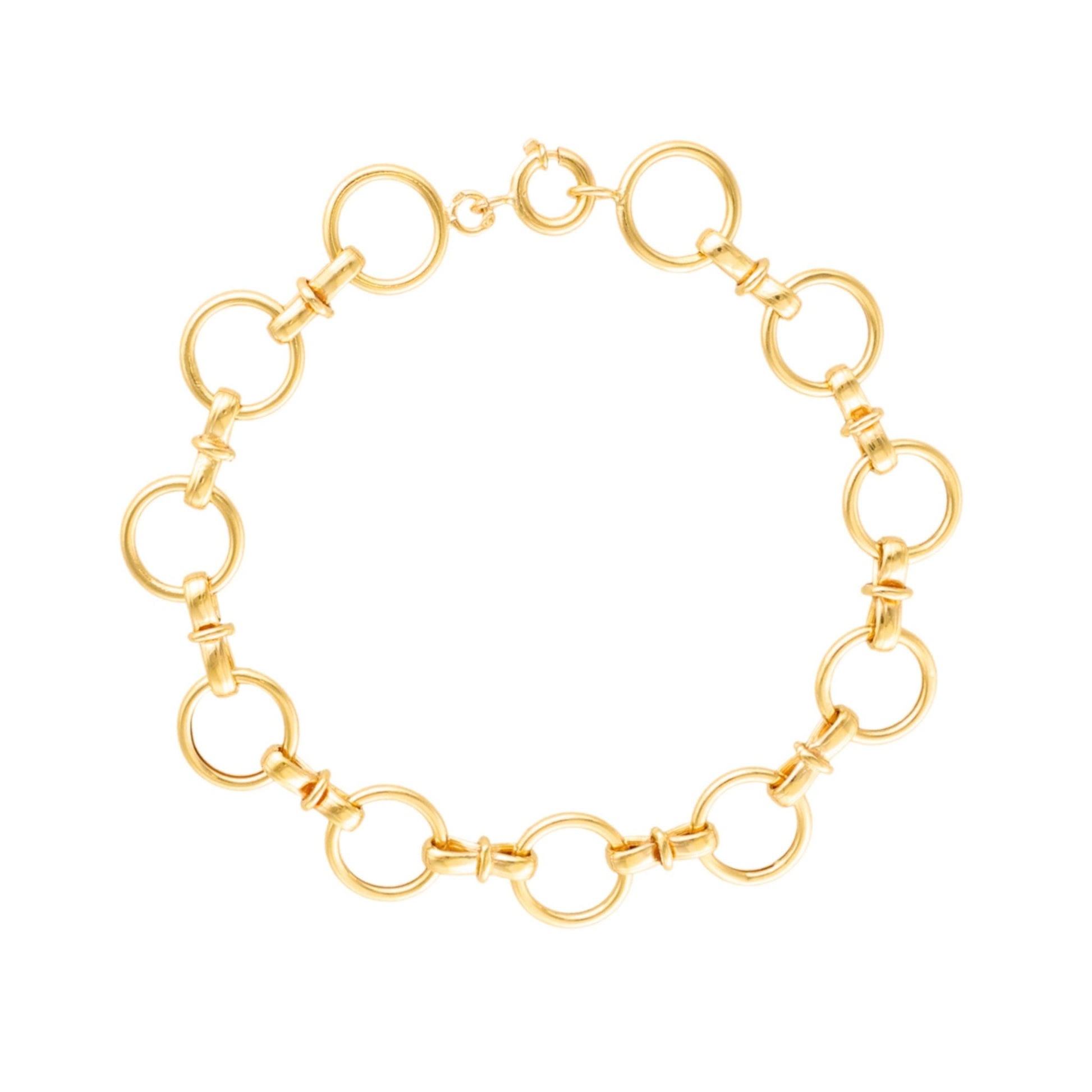 Pulseira em Ouro 19kl com Circulos e Traves (18cm) - Loja do Ouro