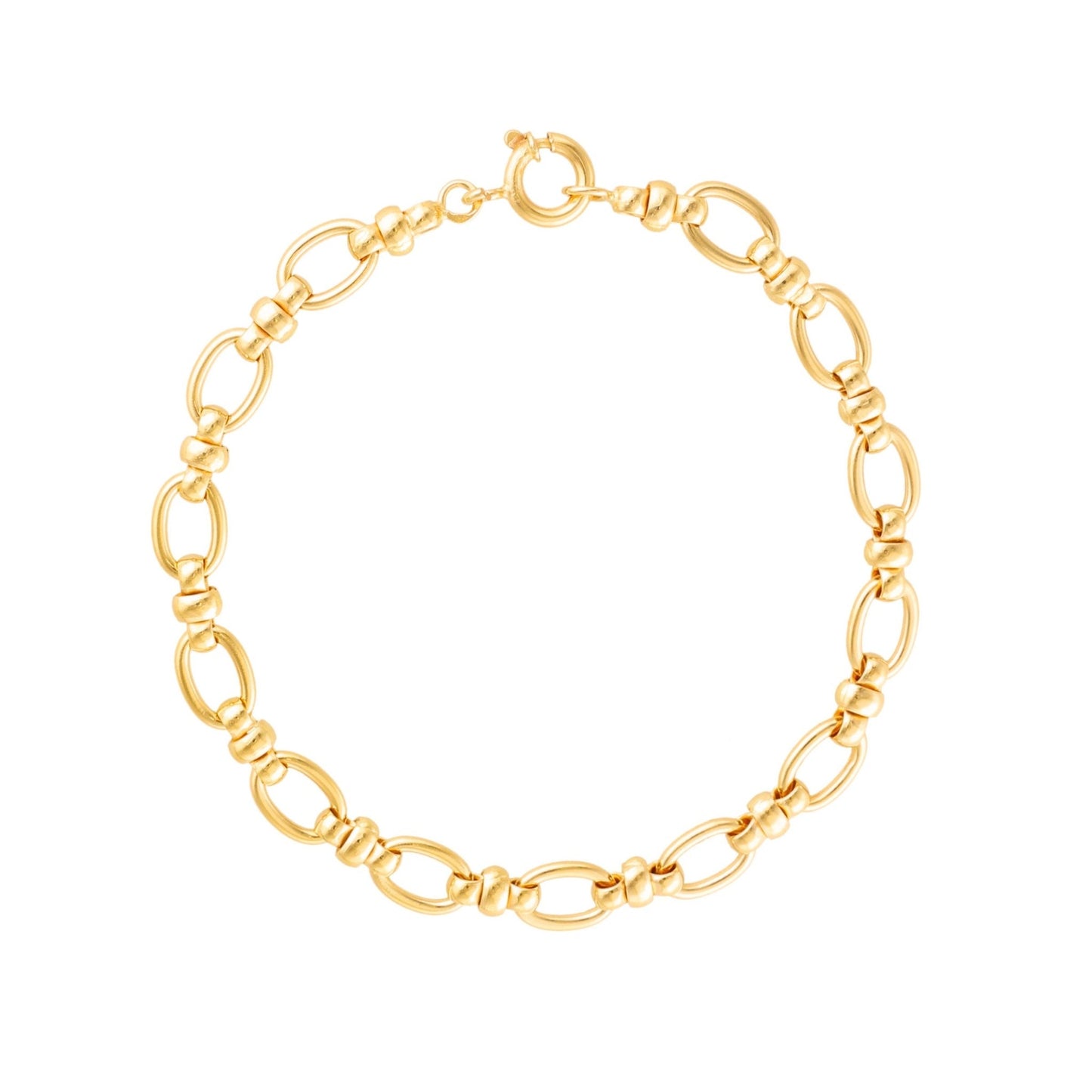 Pulseira em Ouro 19kl com Elos Ovais e Traves (18cm) - Loja do Ouro