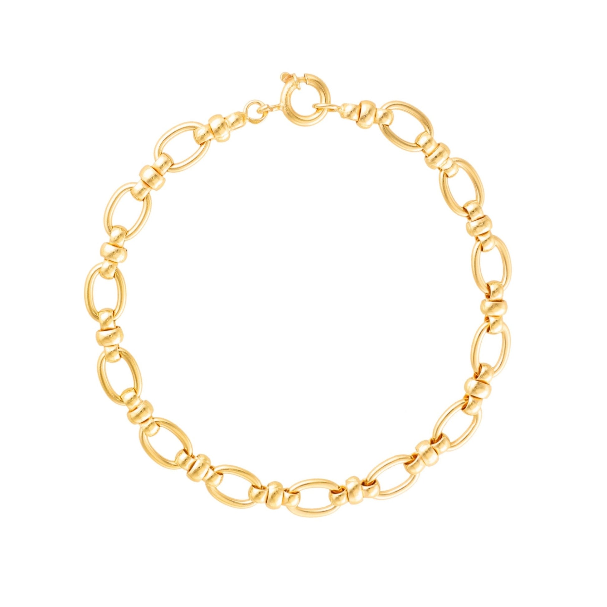 Pulseira em Ouro 19kl com Elos Ovais e Traves (18cm) - Loja do Ouro