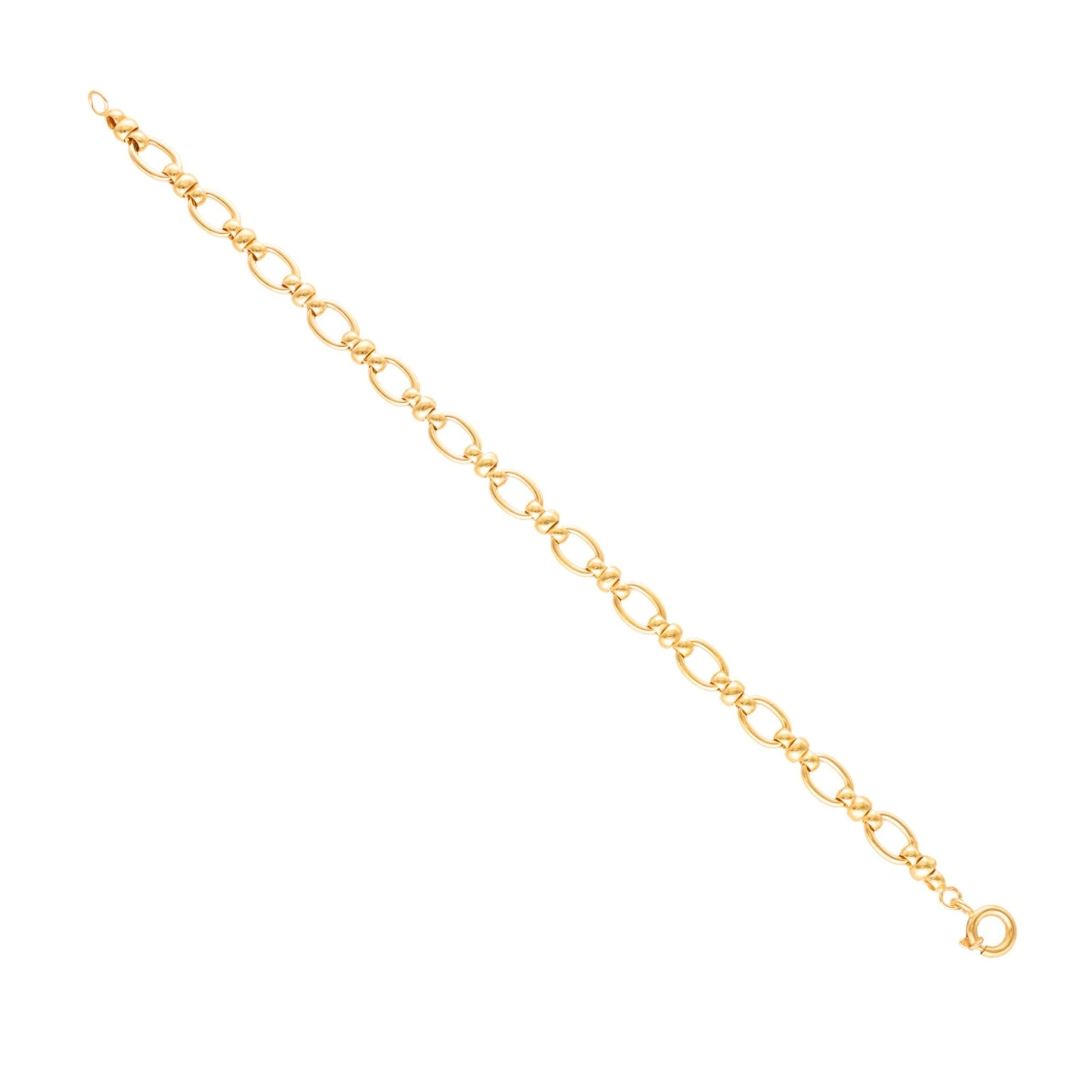 Pulseira em Ouro 19kl com Elos Ovais e Traves (18cm) - Loja do Ouro