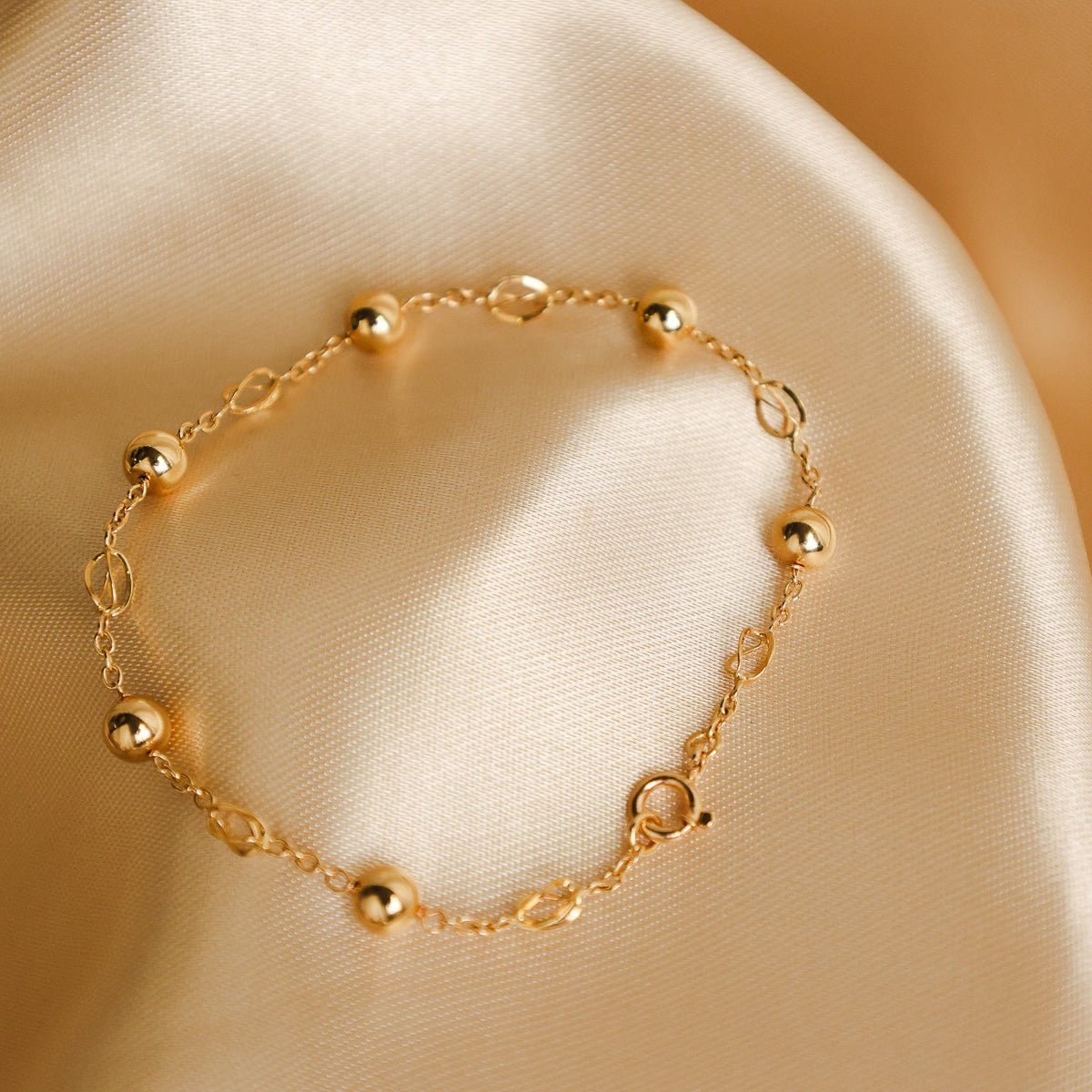 Pulseira em Ouro 19kl com Esferas e Rocas (19.5cm) - Loja do Ouro