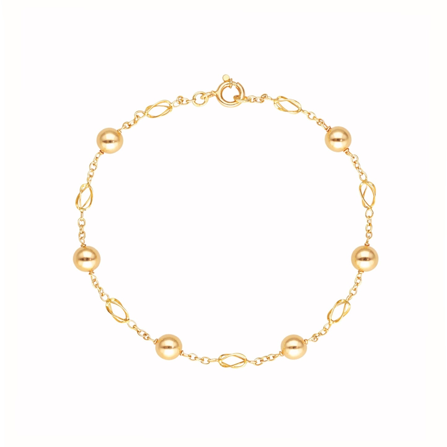 Pulseira em Ouro 19kl com Esferas e Rocas (19.5cm) - Loja do Ouro