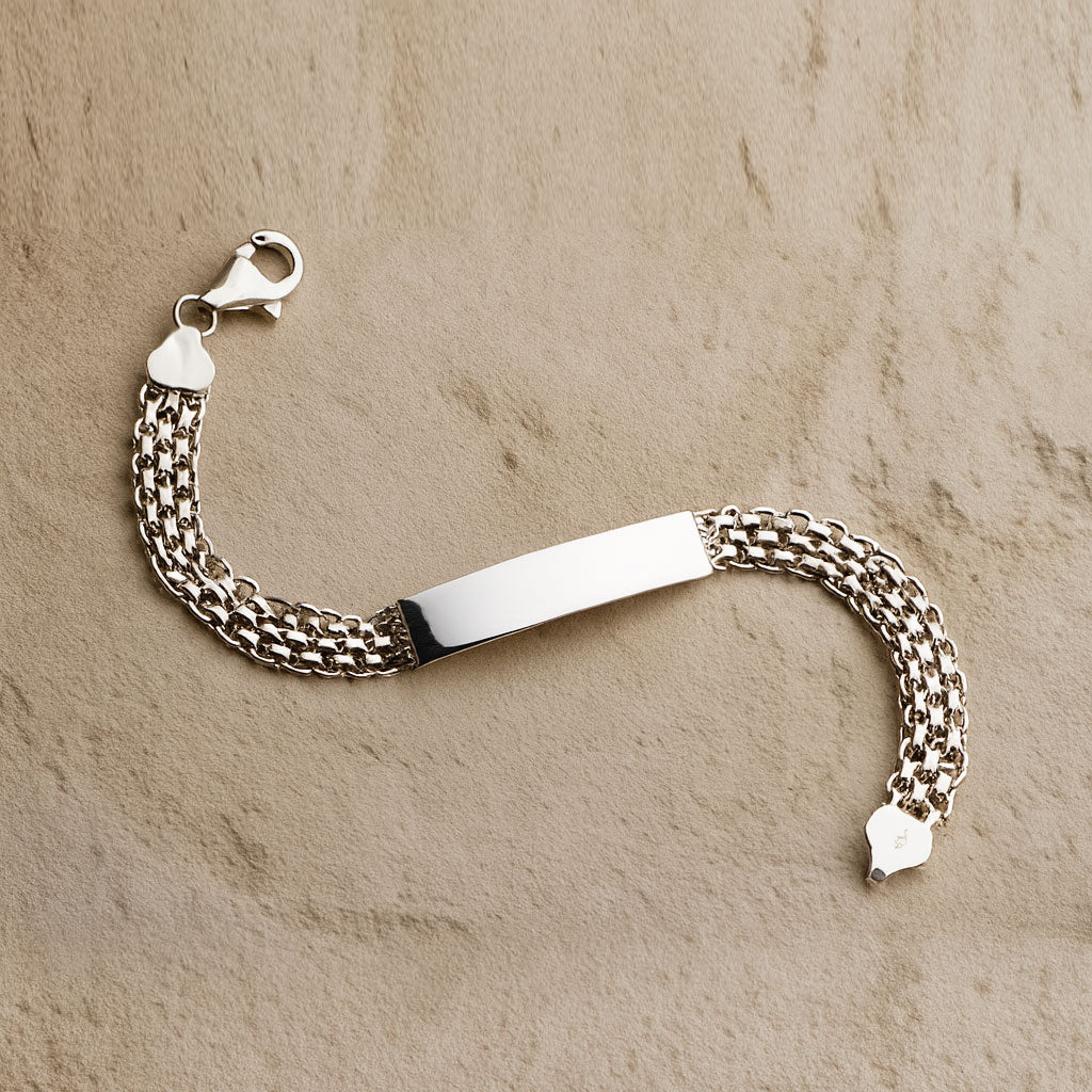 Pulseira em Prata com Chapa (17cm) - Loja do Ouro