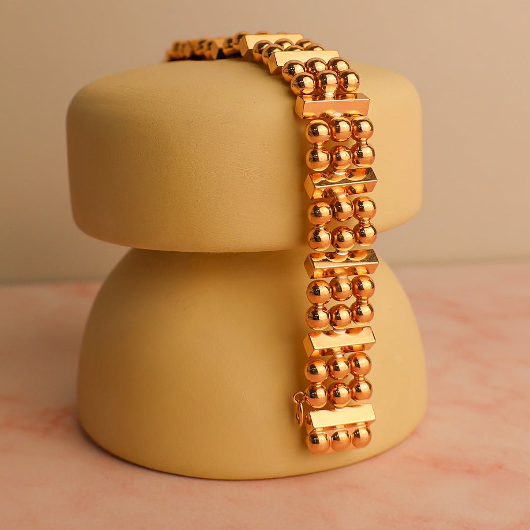 Pulseira Larga em Ouro 19kl com Esferas (19cm) - Loja do Ouro