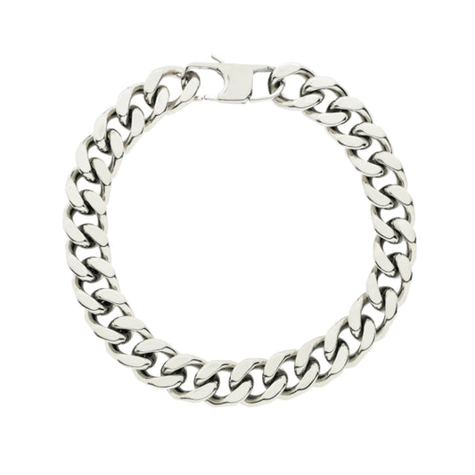 Pulseira Malha Barbela Aberta em Aço (20cm) - Loja do Ouro