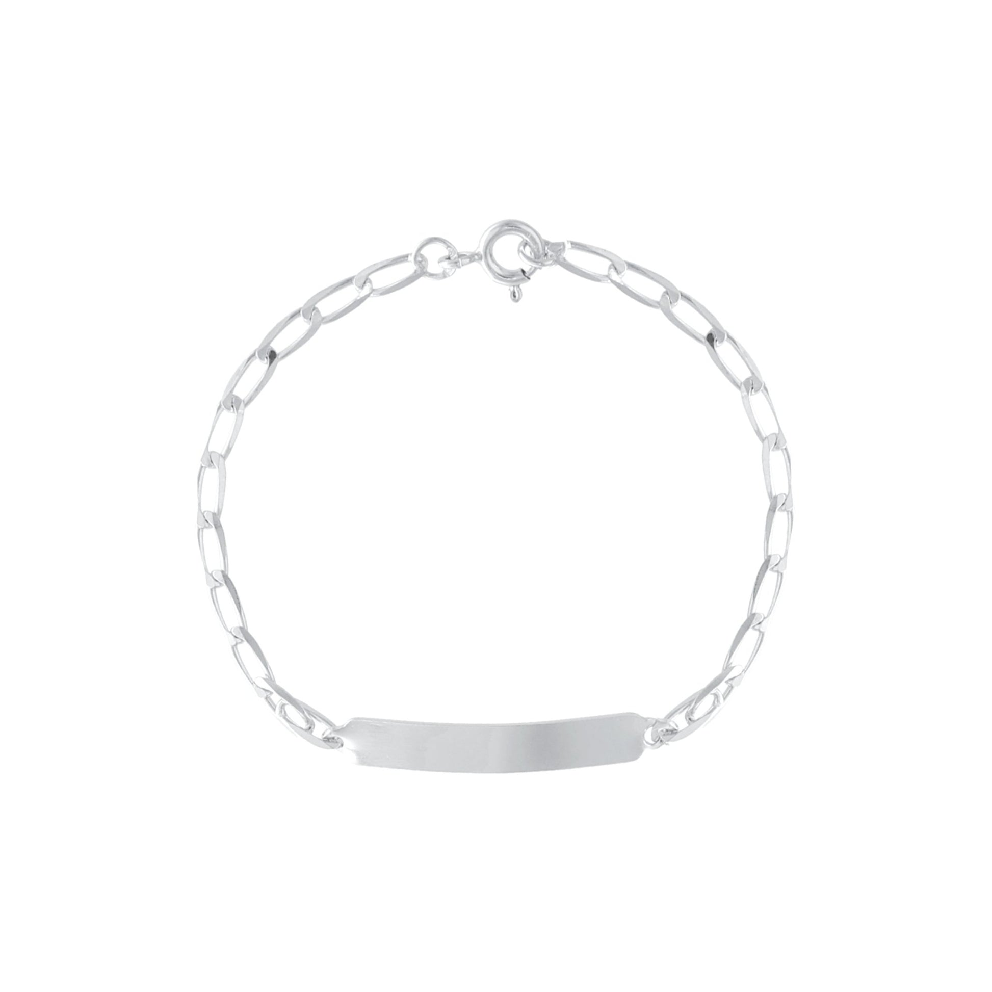 Pulseira Malha Barbela em Prata com chapa (15cm) - Loja do Ouro