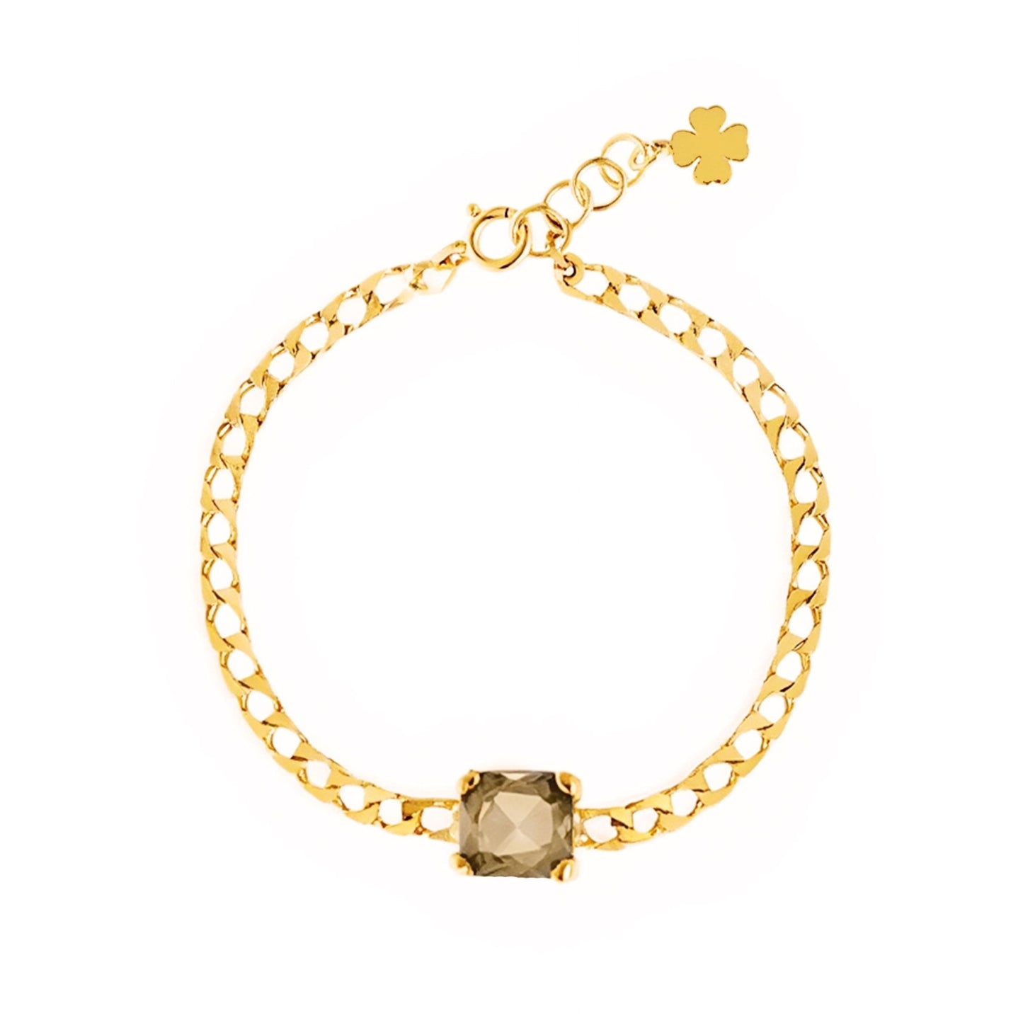 Pulseira Nefertiti em Prata Dourada com Zircão Castanho (18cm) - Loja do Ouro