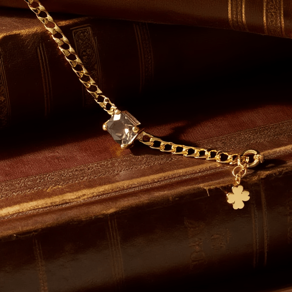 Pulseira Nefertiti em Prata Dourada com Zircão Castanho (18cm) - Loja do Ouro