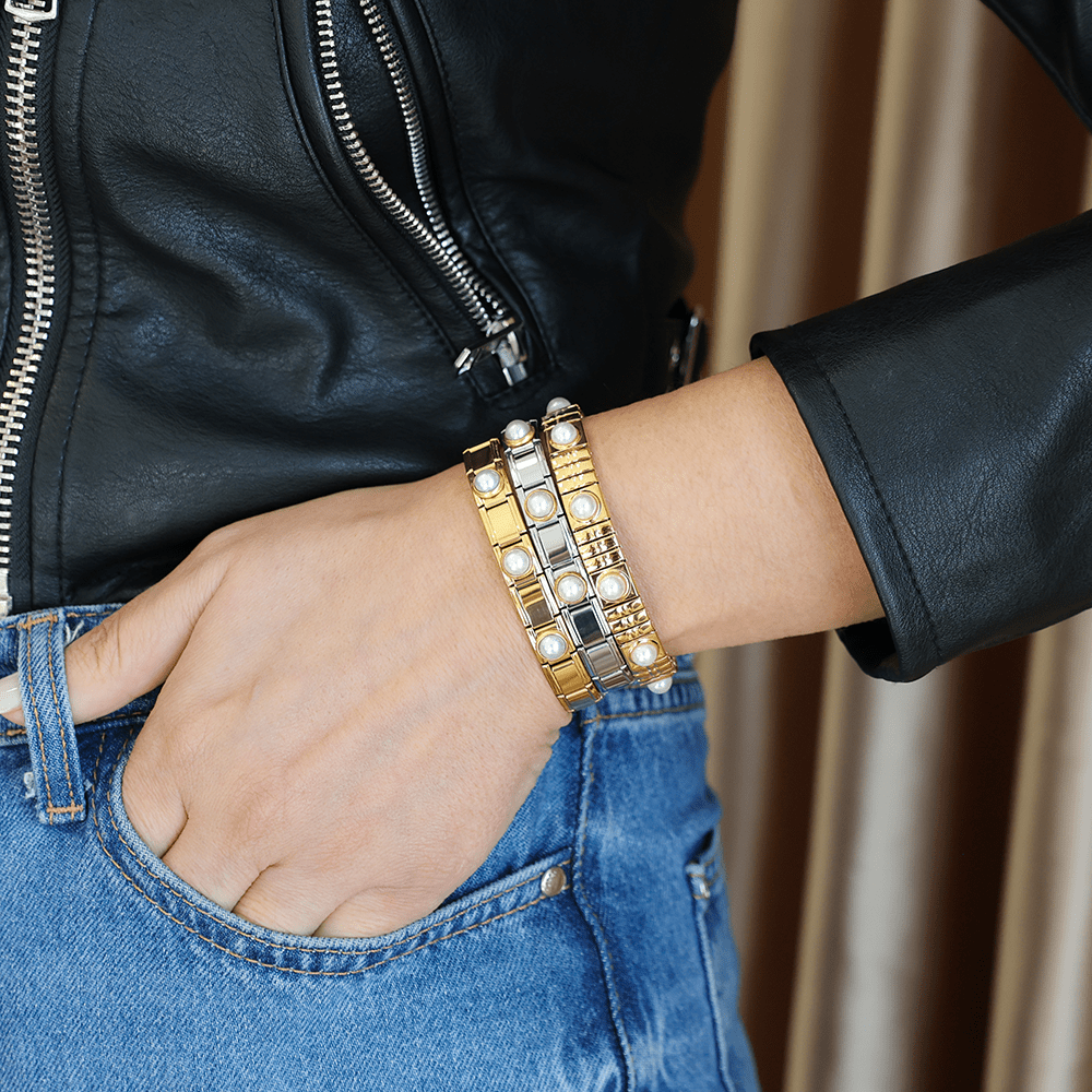 Pulseira Pearl em Aço com Pérolas - Loja do Ouro