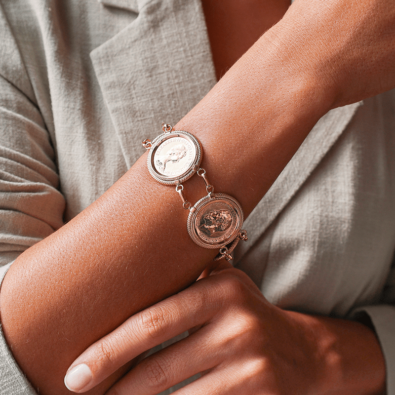 Pulseira Pontilhada em Ouro 19kl com 5 Libras em Ouro de 22kl (18cm) - Loja do Ouro