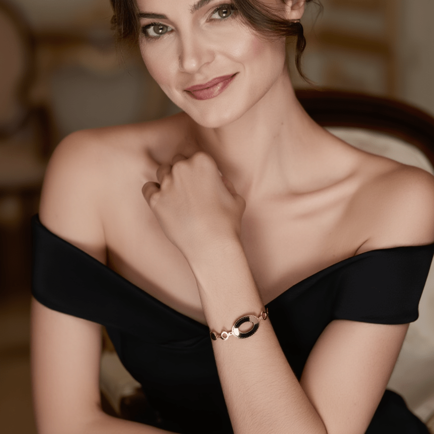 Pulseira Reflexo em Prata Dourada (15.5cm) - Loja do Ouro