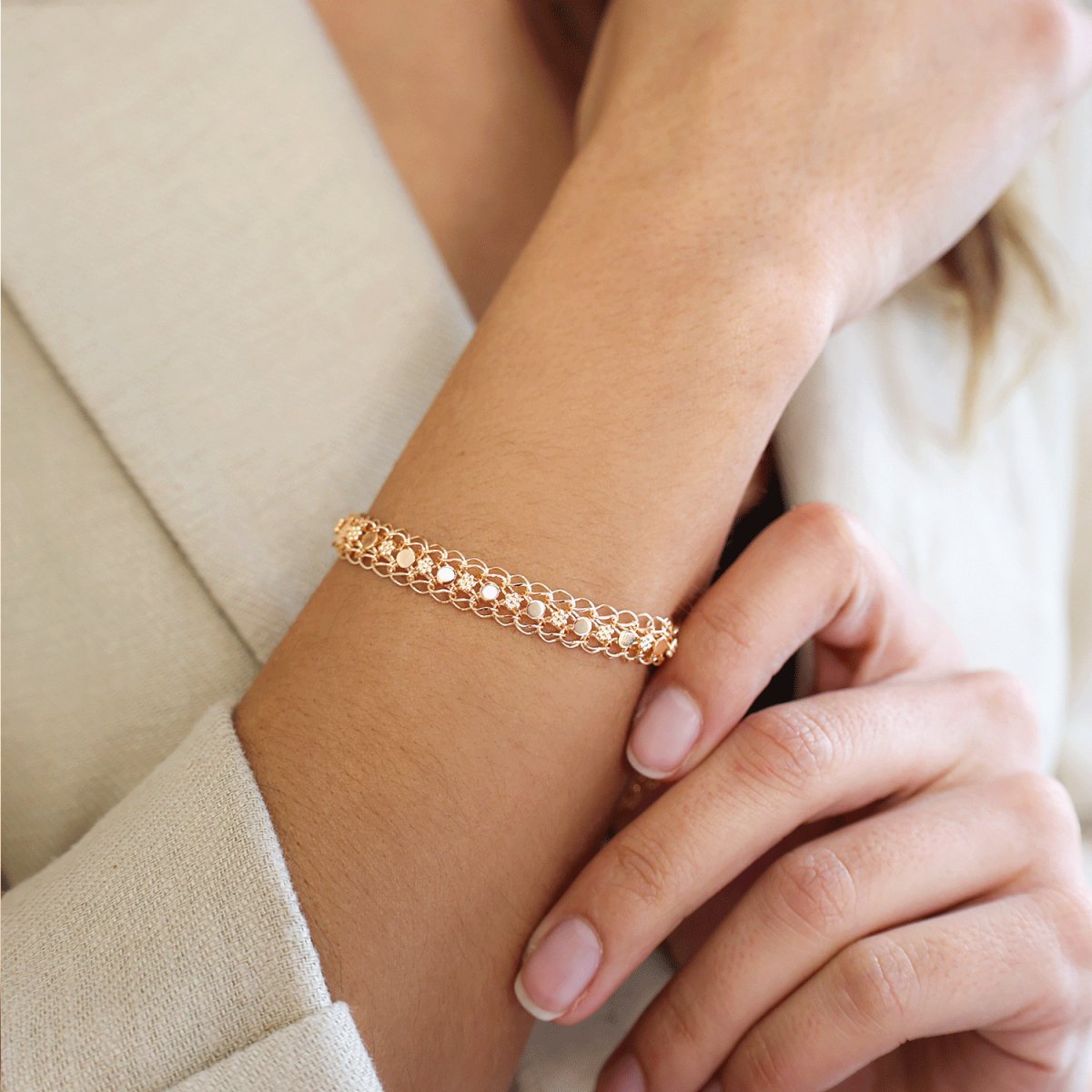 Pulseira Tapete em Ouro com Caramujos (18.5cm) - Loja do Ouro