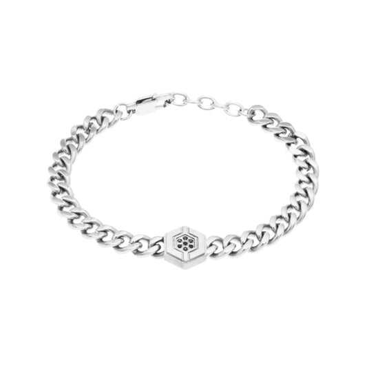 Pulseira Zephyr em Aço com Zircões Negros - Loja do Ouro