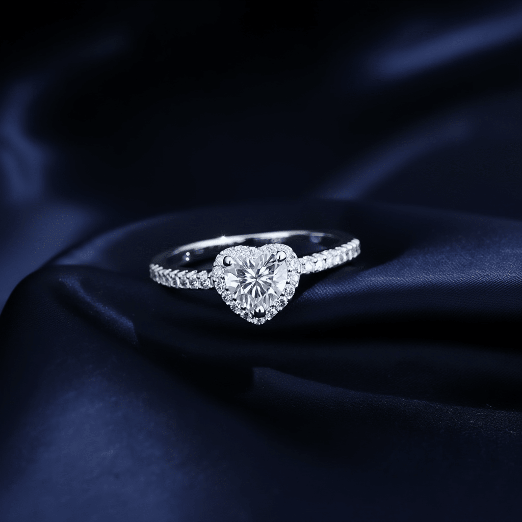 Solitário em Prata com Zircão Coração - Loja do Ouro