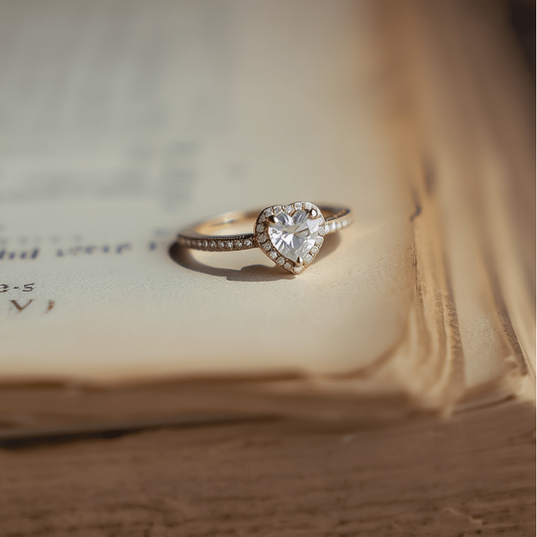 Solitário em Prata Dourada com Zircão Coração - Loja do Ouro