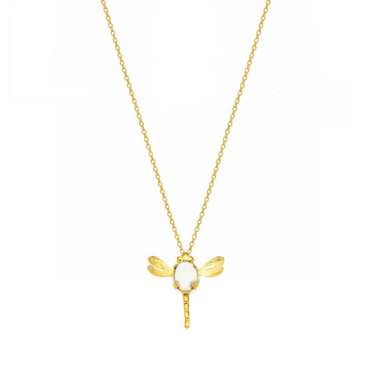 Fio Libelinha em Prata Dourada com Pedra Hidrotermal