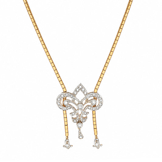 Fio em Ouro Amarelo 19kl com Adorno em Ouro Branco 19kl e Zircónias (41.9cm)
