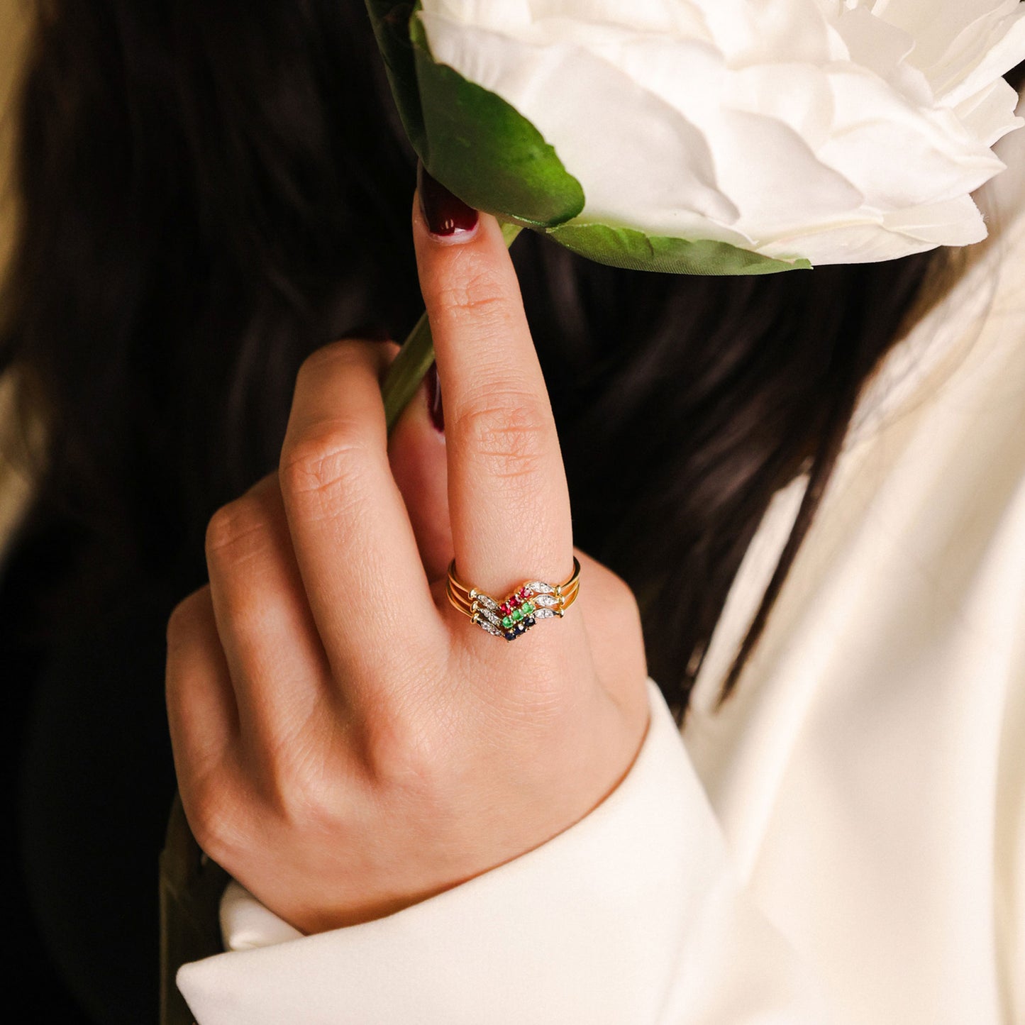 Anel Zig Zag em Ouro 19kl com Topázio Azul e Zircónias (T20)