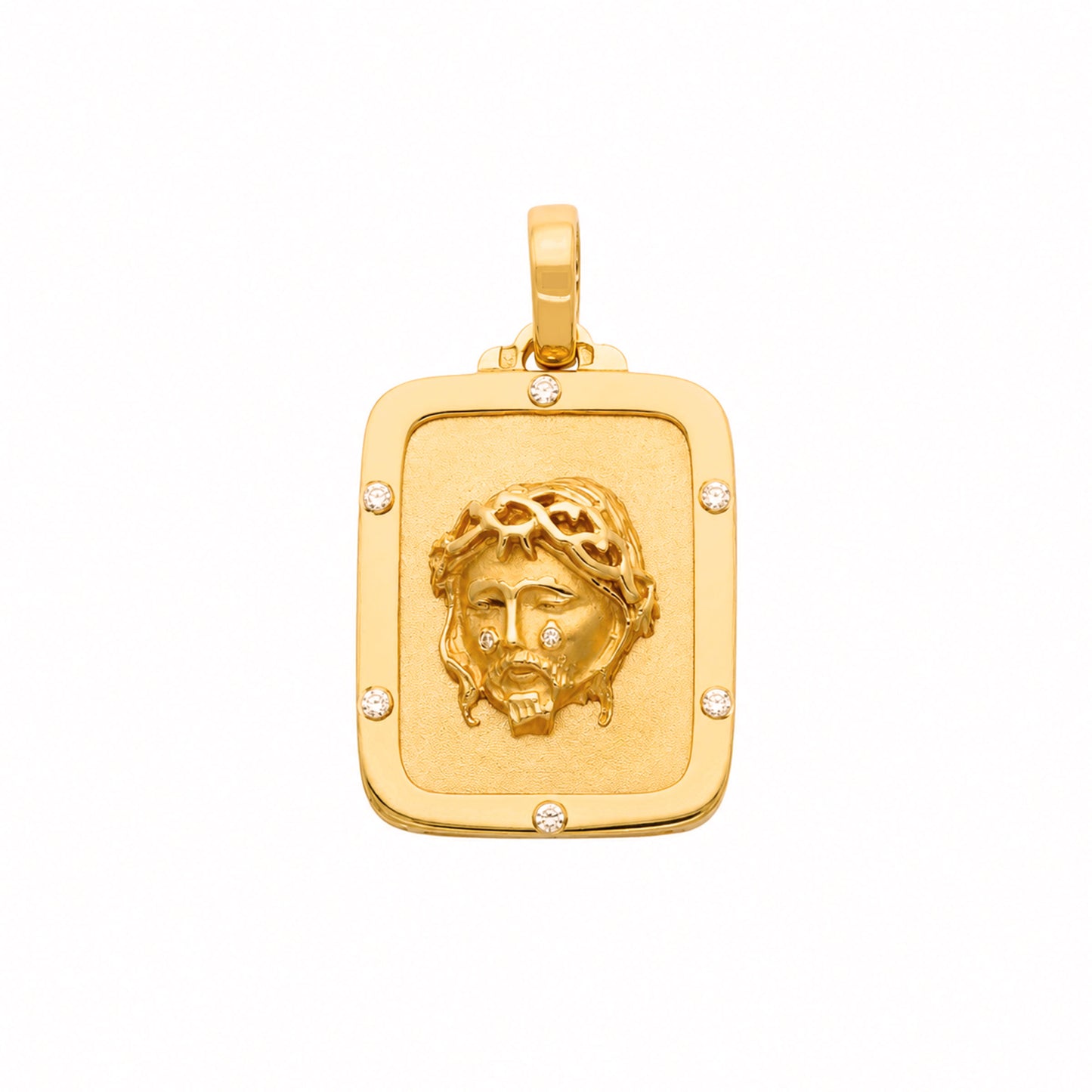 Medalha Cara de Cristo em Ouro 19kl com Zircónias (2.7cm)