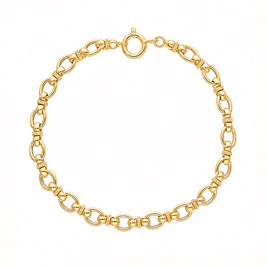 Pulseira em Ouro 19kl com Elos Ovais e União em Laço (18cm)