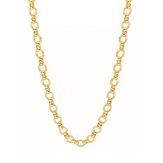 Colar em Ouro 19kl com Elos Ovais e Trave em Laço (44.5cm)