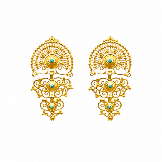 Pendientes Luminis en Plata Dorada y Perla Aqua